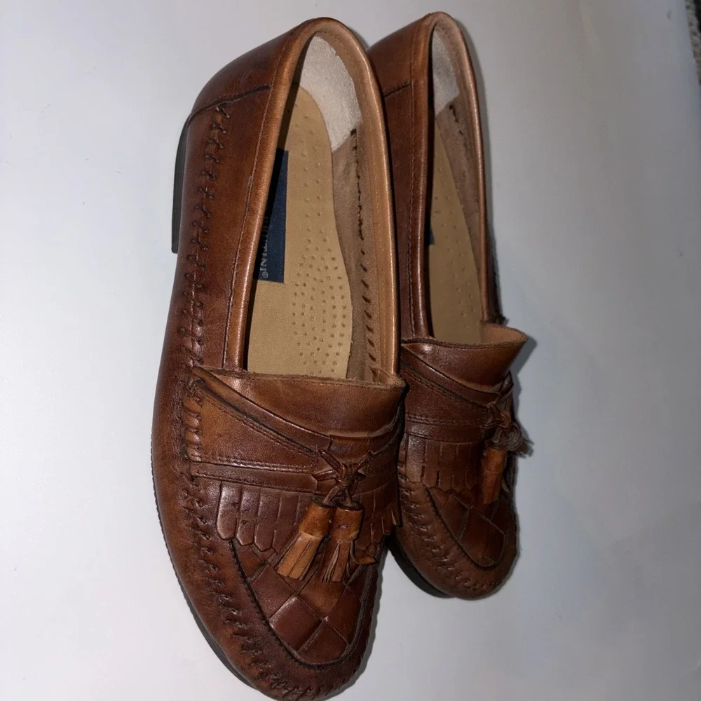Giorgio Brutini  AustinBrown Leather Tasseled Loafers Shoes Mens Size 8.5 M